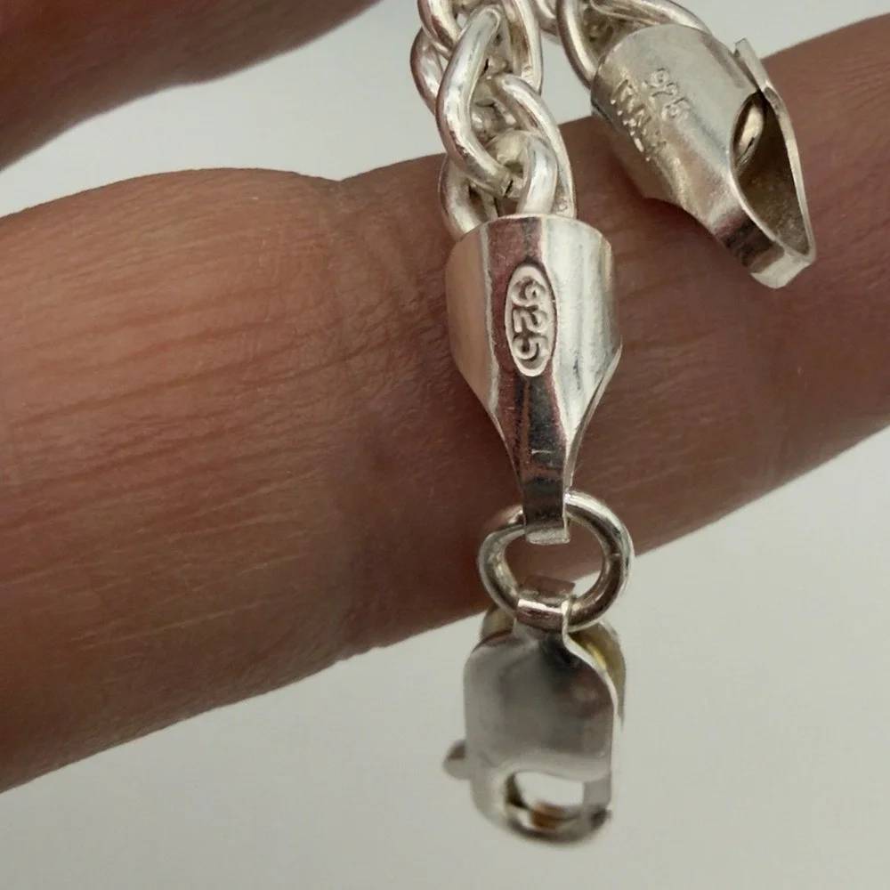 Vtg Italy 925 Sterling Silver Spiga Wheat Rope Chain Bracelet 7